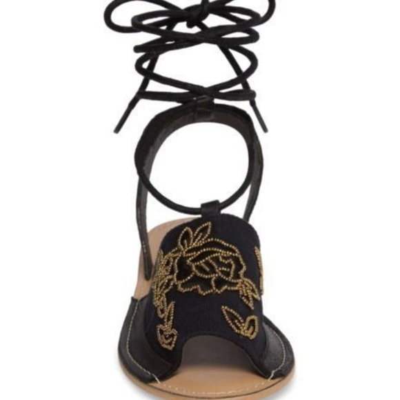 NWT Topshop Wrap Around Embroidered Sandal - Picture 5 of 6